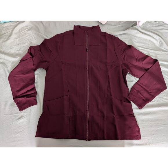 Mandala Women's Modern Scrub Jacket  Wine- Size XS - Picture 1 of 6